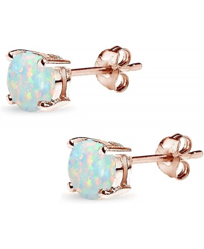 Sterling Silver 6mm Round Synthetic Opal Stud Earrings for Women Girls $13.30 Stud