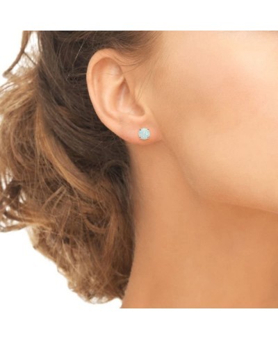 Sterling Silver 6mm Round Synthetic Opal Stud Earrings for Women Girls $13.30 Stud