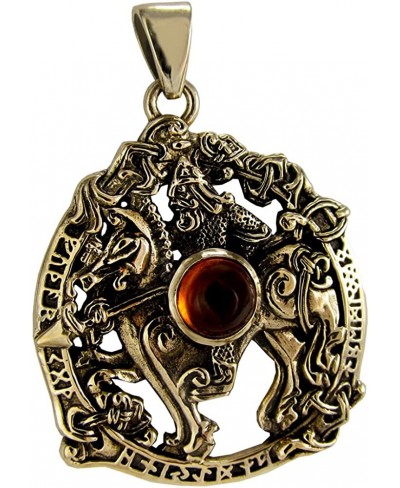 Bronze Norse God Odin Pendant with Synthetic Amber $44.32 Pendants & Coins