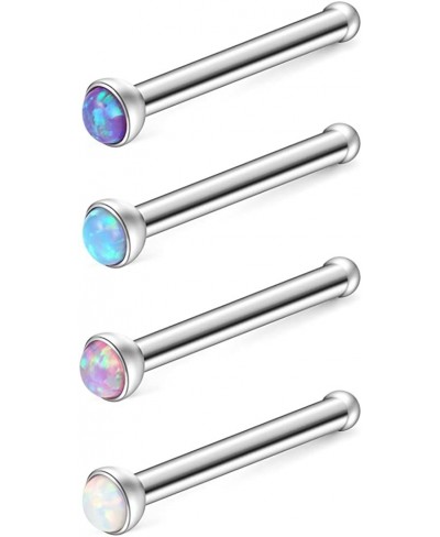 20G 1.5mm 2mm 2.5mm 3mm Jeweled Opal Nose Bone Studs Rings Pin Piercing Jewelry 4PCS $12.84 Piercing Jewelry