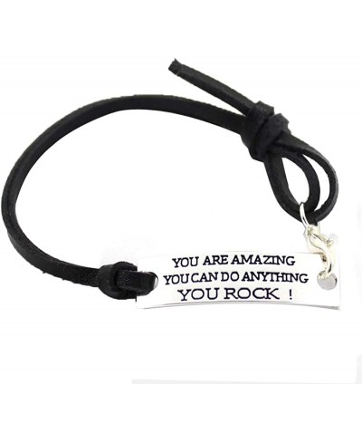 Stamped You are Amazing You CAN DO Anything You Rock! Inspirational Bracelet with Leather Strap $15.35 Wrap