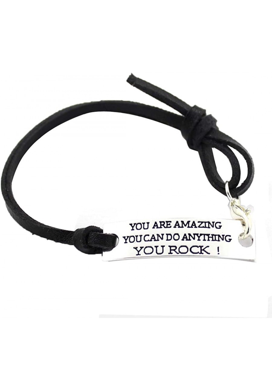 Stamped You are Amazing You CAN DO Anything You Rock! Inspirational Bracelet with Leather Strap $15.35 Wrap