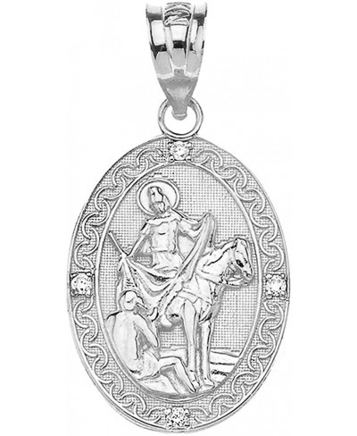 925 Sterling Silver St. Martin Of Tours CZ Religious Oval Medal Pendant (1") $20.92 Pendants & Coins