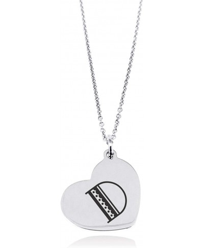 Stainless Steel Letter D Initial Metro Retro Monogram Floating Heart Tag Charm Pendant Necklace $12.06 Pendants & Coins