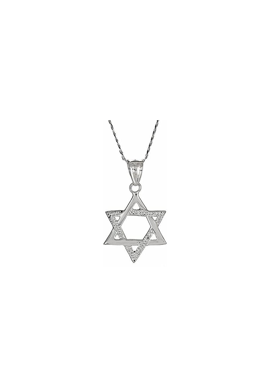 .925 Sterling Silver Magen David Jewish Star of David Pendant w. Chain $32.82 Pendants & Coins