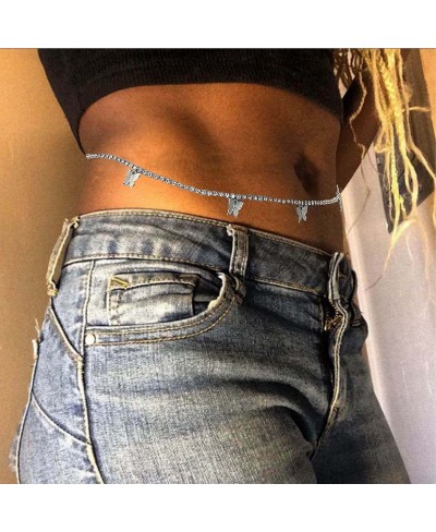 Crystal Waist Chains Butterfly Belly Body Chain Silver Nightclub Body Jewelry for Women and Girls $7.28 Body Chains