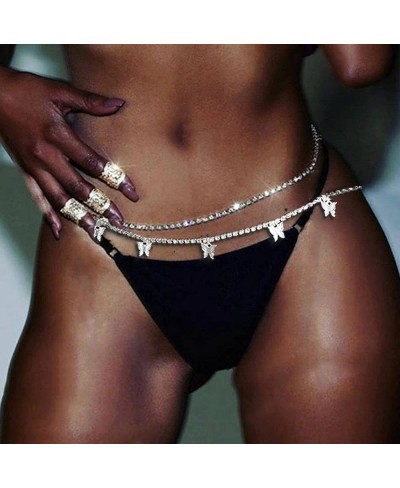 Crystal Waist Chains Butterfly Belly Body Chain Silver Nightclub Body Jewelry for Women and Girls $7.28 Body Chains