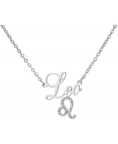 Women 12 Constellation Necklace with Rhinestone Zodiac Signs Silver Leo Jul 23-Aug.22 $19.66 Chains