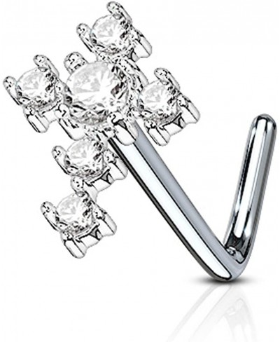 Nose Stud Ring CZ Cross 316L Surgical Steel L Bend 20G $10.81 Piercing Jewelry