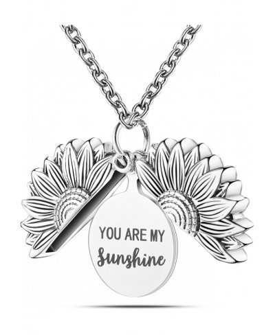 You Are My Sunshine Necklace Sunflower Locket Inspirational Engraved Hidden Message Necklaces Jewelry for Women Girlfriend $1...