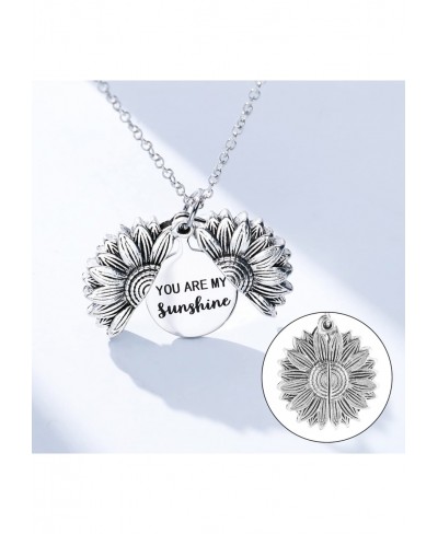 You Are My Sunshine Necklace Sunflower Locket Inspirational Engraved Hidden Message Necklaces Jewelry for Women Girlfriend $1...