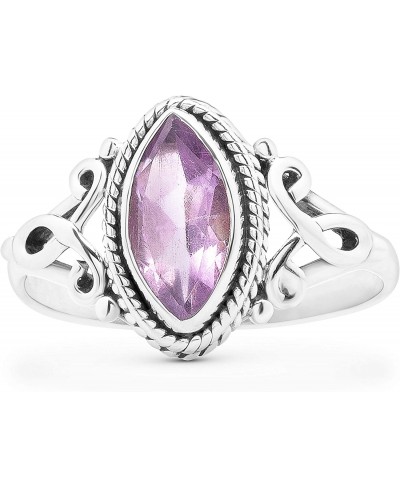 Cut Marquiz Amethyst Ethnic 925 Sterling Silver Ring - Delicate BOHO Chic Jewelry - Fashionable and Stylish for Girls and Wom...