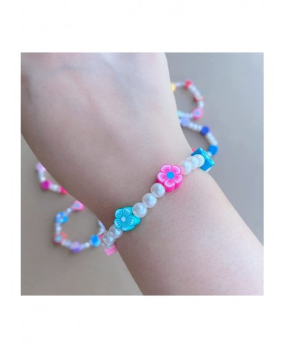 Cute 3 Pcs Bracelet Sets for Women Teens Girls Imitation Pearl Beaded Link Chain Colorful Flower Fruit Stretch Adjustable Rop...