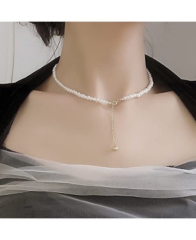 925 Sterling Silver Vintage Golden Handmade Round Bead Pendant Necklace Women Freshwater Pearl Clavicle Chain Jewelry Gift (G...