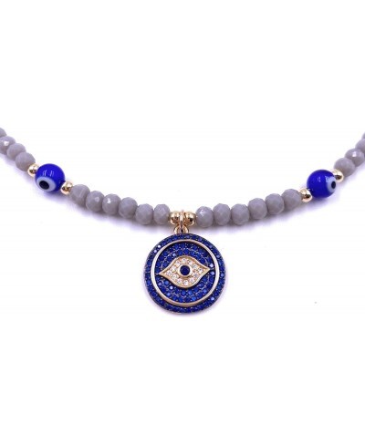 Evil Eye Pendant Necklace Beaded Chain Blue Cubic Zirconia Lucky Amulet Gargantilla Protectora $29.38 Pendant Necklaces