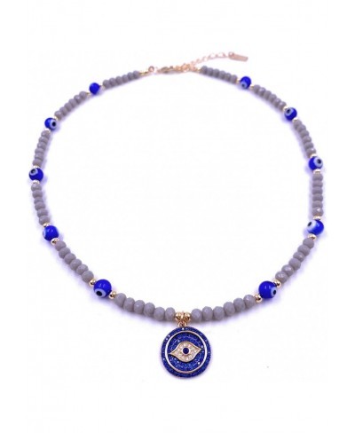 Evil Eye Pendant Necklace Beaded Chain Blue Cubic Zirconia Lucky Amulet Gargantilla Protectora $29.38 Pendant Necklaces