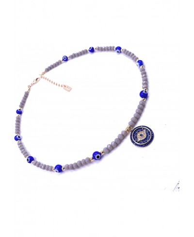 Evil Eye Pendant Necklace Beaded Chain Blue Cubic Zirconia Lucky Amulet Gargantilla Protectora $29.38 Pendant Necklaces