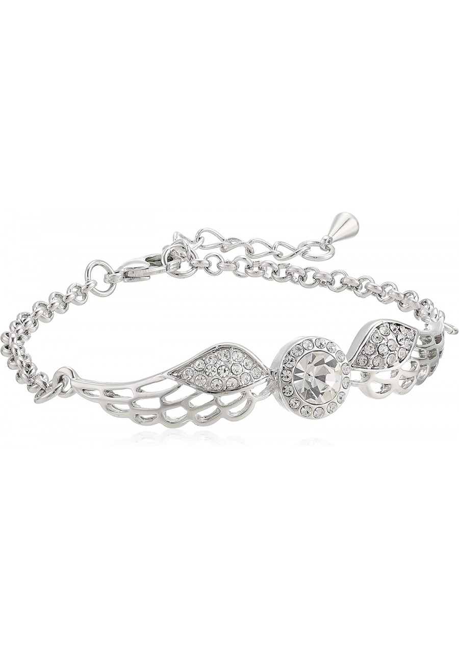 Crystals White Angel Wings Bangle Bracelet 18K White Gold Plated for Women $20.30 Bangle