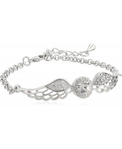 Crystals White Angel Wings Bangle Bracelet 18K White Gold Plated for Women $20.30 Bangle