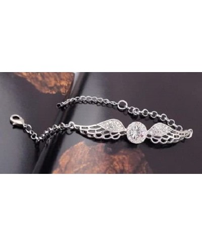 Crystals White Angel Wings Bangle Bracelet 18K White Gold Plated for Women $20.30 Bangle