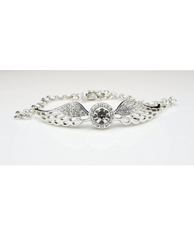 Crystals White Angel Wings Bangle Bracelet 18K White Gold Plated for Women $20.30 Bangle