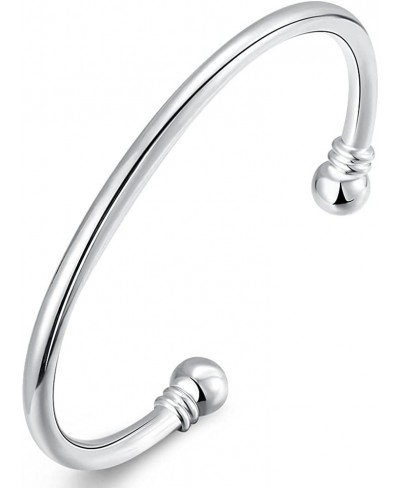 Double Head 925 Sterling Silver Plated C Bangle Bracelets Polished Bracelet for Womens $23.04 Bangle