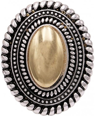 Women's Western Style Burnished Silver Concho Stretch Ring $19.51 Statement