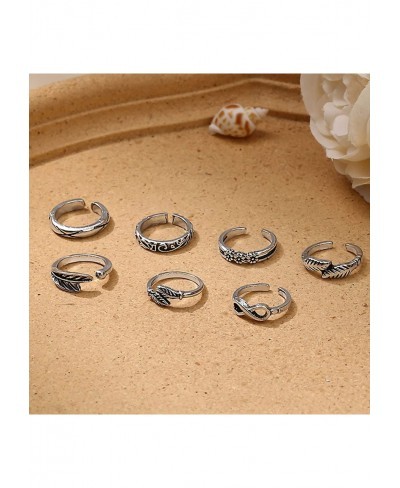 Toe Rings for Women Open Silver Toe Rings Arrow Leaf Wave Toe Rings Set Adjustable Barefoot Foot Jewelry for Summer Beach $6....