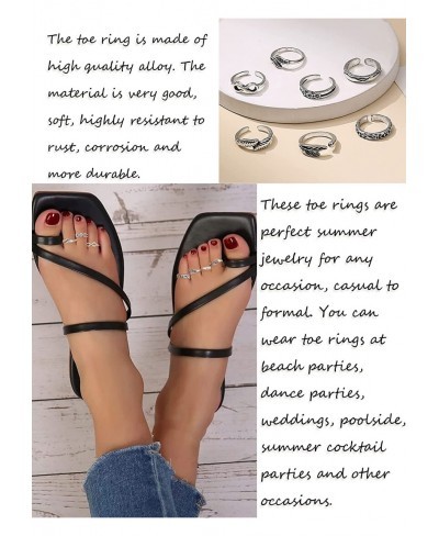 Toe Rings for Women Open Silver Toe Rings Arrow Leaf Wave Toe Rings Set Adjustable Barefoot Foot Jewelry for Summer Beach $6....