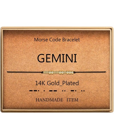 Morse Code Bracelet 14k Gold Plated Beads on Silk Cord Secret Message Gemini Zodiac Bracelet Gift Jewelry for Her $18.36 Strand