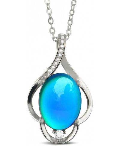 Oval Color Changing Mood Stone Pendant Mood Necklace on 18 inches Chain+2 inches extender Gifts for Women Girls Multi Color $...