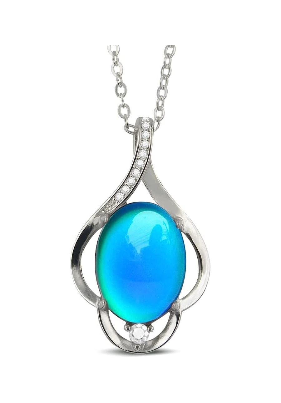 Oval Color Changing Mood Stone Pendant Mood Necklace on 18 inches Chain+2 inches extender Gifts for Women Girls Multi Color $...