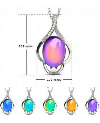 Oval Color Changing Mood Stone Pendant Mood Necklace on 18 inches Chain+2 inches extender Gifts for Women Girls Multi Color $...