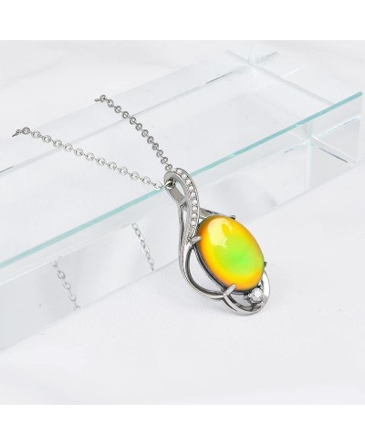 Oval Color Changing Mood Stone Pendant Mood Necklace on 18 inches Chain+2 inches extender Gifts for Women Girls Multi Color $...