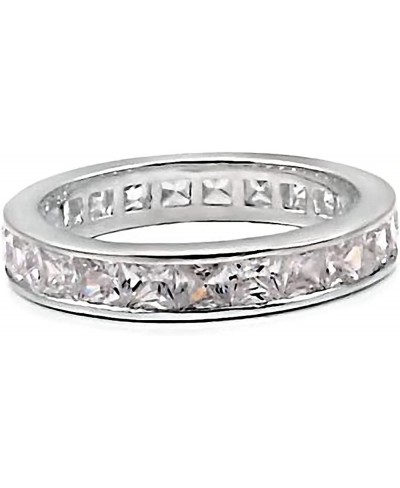 Trustmark Silver 3mm 3.2ct Princess-cut IOF CZ Wedding Eternity Band Ring Princess Delia 3043A $22.56 Eternity Rings