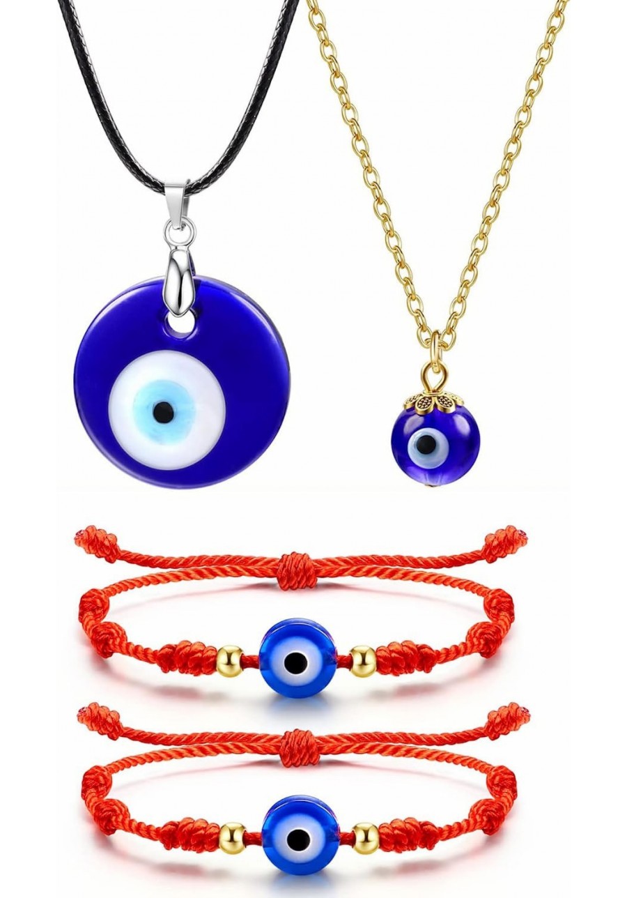 Evil Eye Necklace with Evil Eye Bracelet Set for Women Men 7 Knot Lucky Bracelets for Protection Turkish Greek Pendant Neckla...