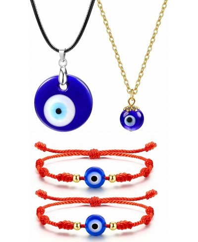 Evil Eye Necklace with Evil Eye Bracelet Set for Women Men 7 Knot Lucky Bracelets for Protection Turkish Greek Pendant Neckla...