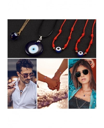 Evil Eye Necklace with Evil Eye Bracelet Set for Women Men 7 Knot Lucky Bracelets for Protection Turkish Greek Pendant Neckla...