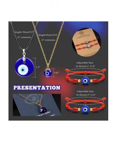 Evil Eye Necklace with Evil Eye Bracelet Set for Women Men 7 Knot Lucky Bracelets for Protection Turkish Greek Pendant Neckla...