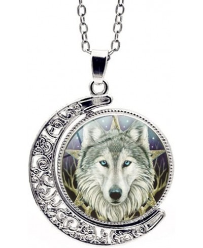 Wolf Gifts Celtic Wolf Head Necklace Jewelry For Women Men Teen Girls Boys Crescent Half Moon Pendant Necklace $15.68 Pendant...