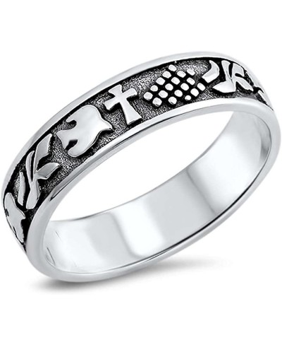 Antique Cross Purity with Dove Band .925 Sterling Silver Ring Sizes 5-10 $17.99 Bands