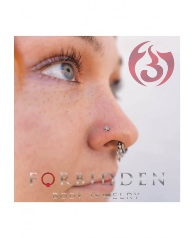 Nose Rings L Shaped 18g/20g Surgical Steel Nose Ring Star Nose Ring 3mm CZ Star Top L-Shaped Nose Stud (Choose Gauge/Color) $...