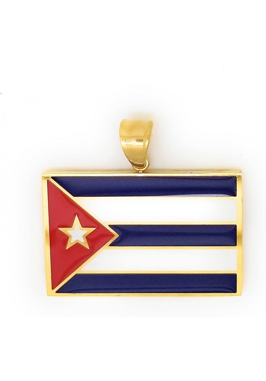 14kt GP Cuba Flag Stainless Steel & Gold - Bandera De Cuba Dije Oro Acero Quirurgico $16.03 Pendants & Coins