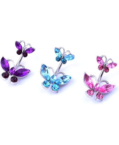 3Pcs Belly Button Rings 14G Surgical Steel Butterfly Cubic Zirconia Navel Piercing Jewelry $17.00 Piercing Jewelry