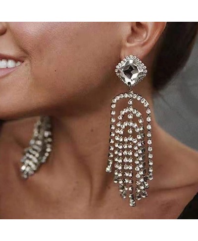 Long Chandelier Tassel Earrings Rhinestones Fashion Big Statement Chain Dangle Drop Earrings for Women Girls (Gold) $15.58 Dr...