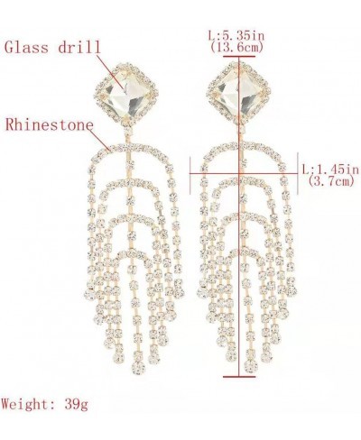 Long Chandelier Tassel Earrings Rhinestones Fashion Big Statement Chain Dangle Drop Earrings for Women Girls (Gold) $15.58 Dr...