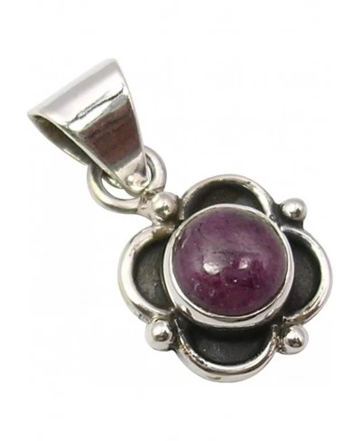 Natural 7 x 7 mm Ruby Old Style Pendant 0.9" 1.9 Grams 0.925 Solid Silver $18.65 Pendants & Coins