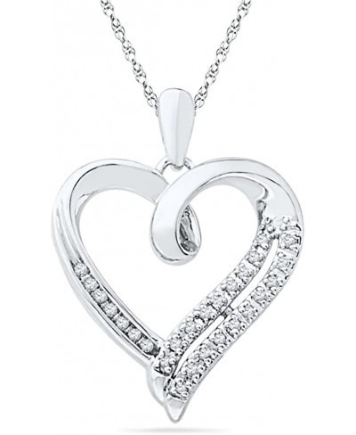Sterling Silver Round Diamond in Heart Pendant (1/10 cttw) $40.59 Pendant Necklaces