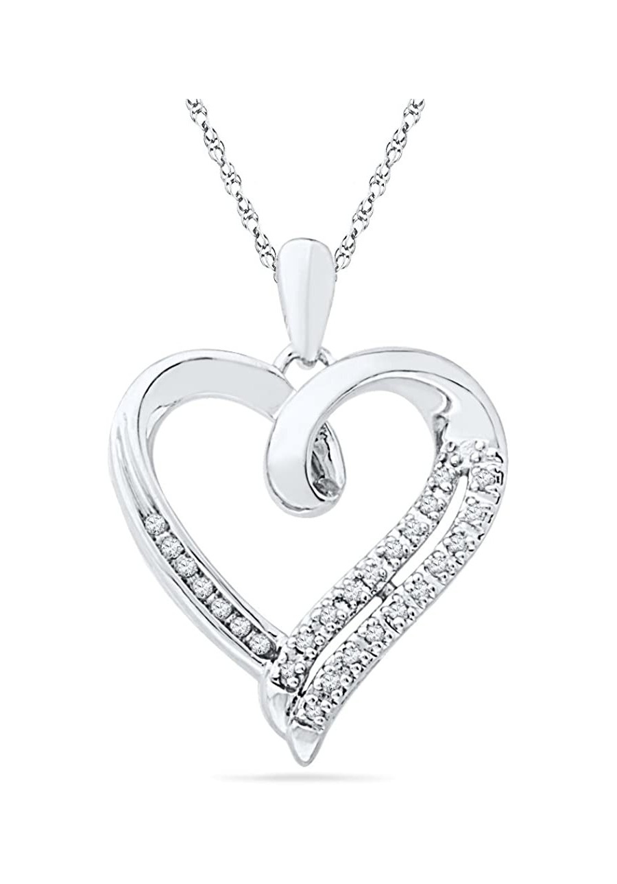 Sterling Silver Round Diamond in Heart Pendant (1/10 cttw) $40.59 Pendant Necklaces