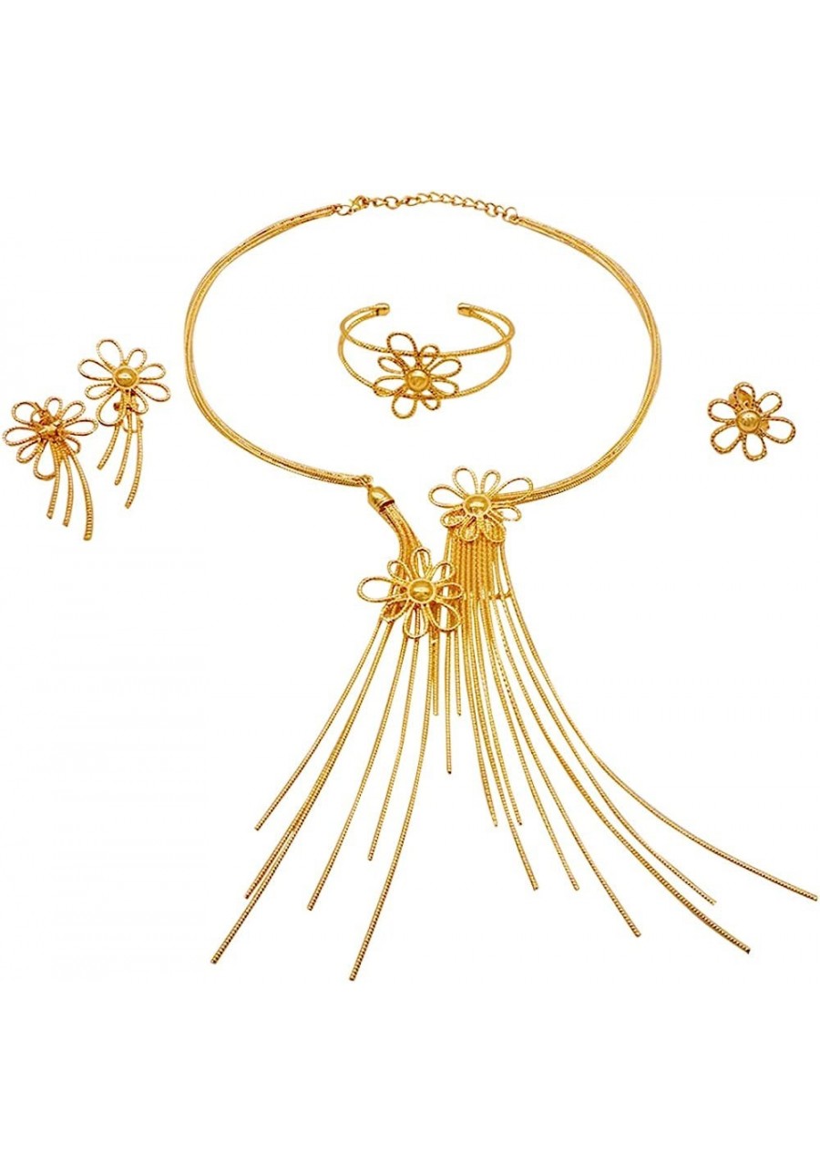 African Women Big Jewelry Sets 18K Gold Plated Wedding Party Necklace Bracelet Earrings Ring $38.73 Jewelry Sets